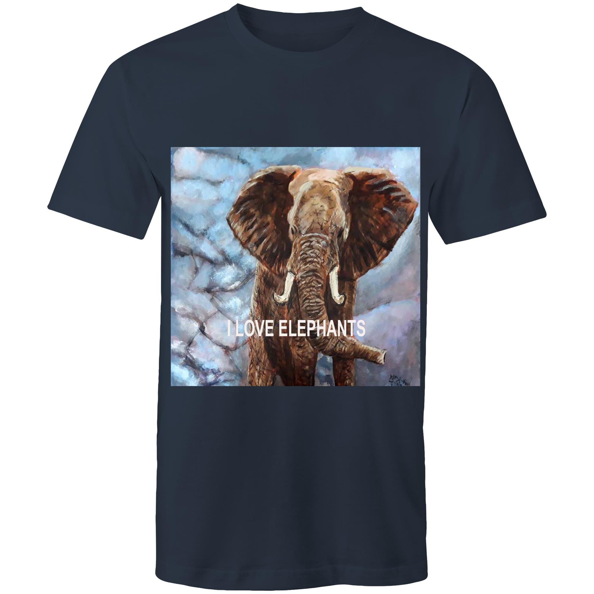 Mens T-Shirt - I Love Elephants